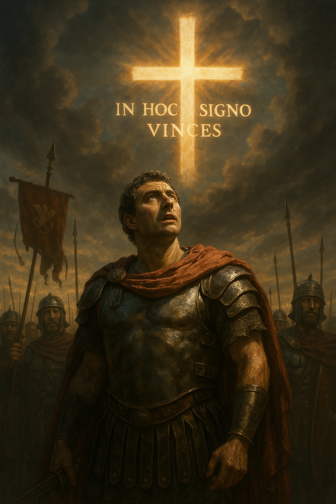 Constantino en batalla y su vision de la cruz