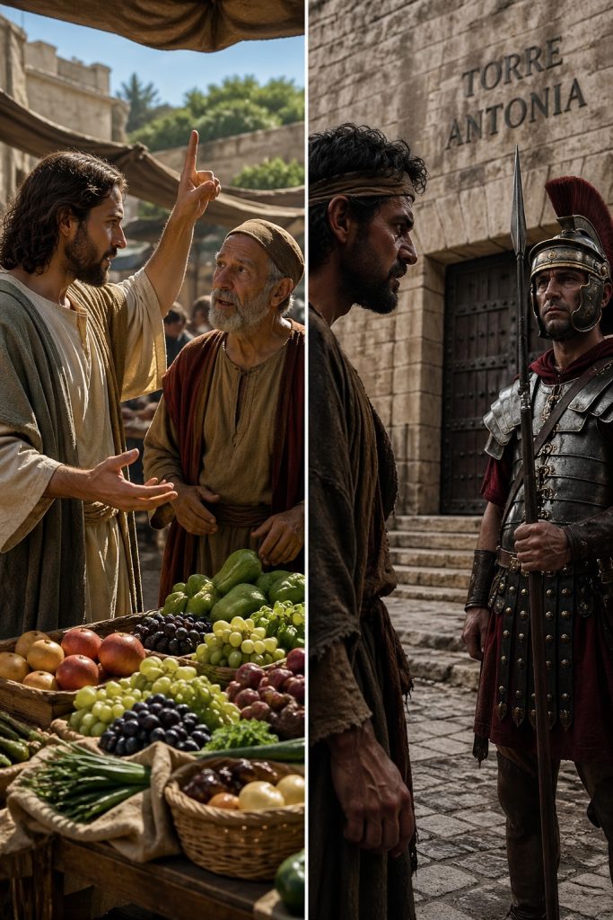 Un cristiano evangelizando y un Zelote con intención de matar