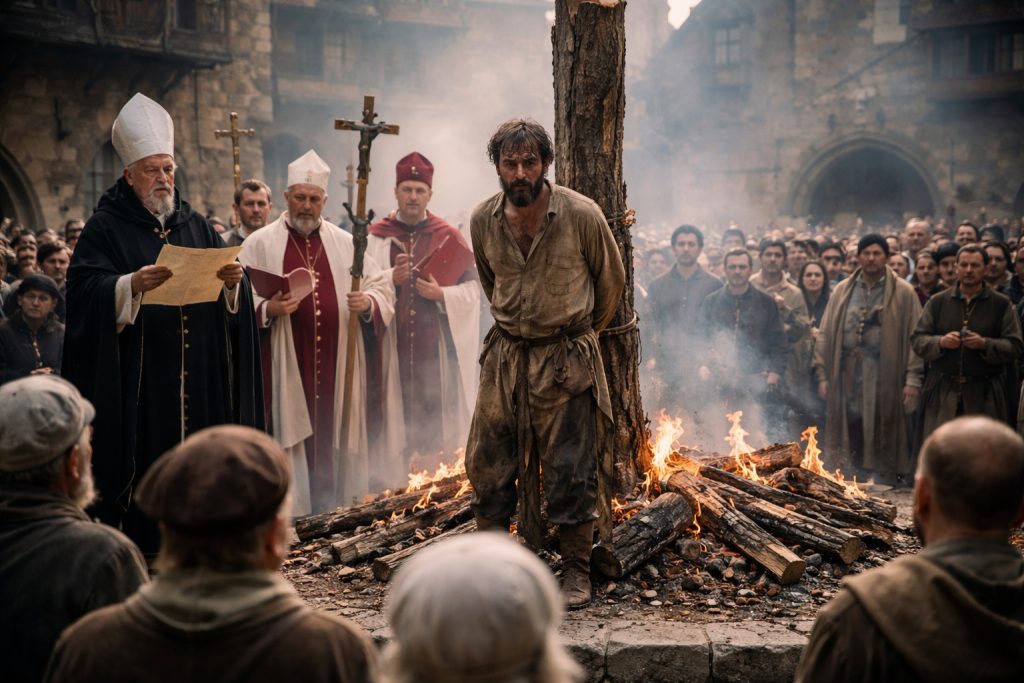 Ejecución pública en la plaza medieval