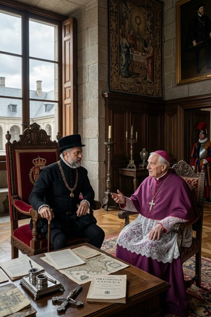Felipe II y el obispo de la iglesia