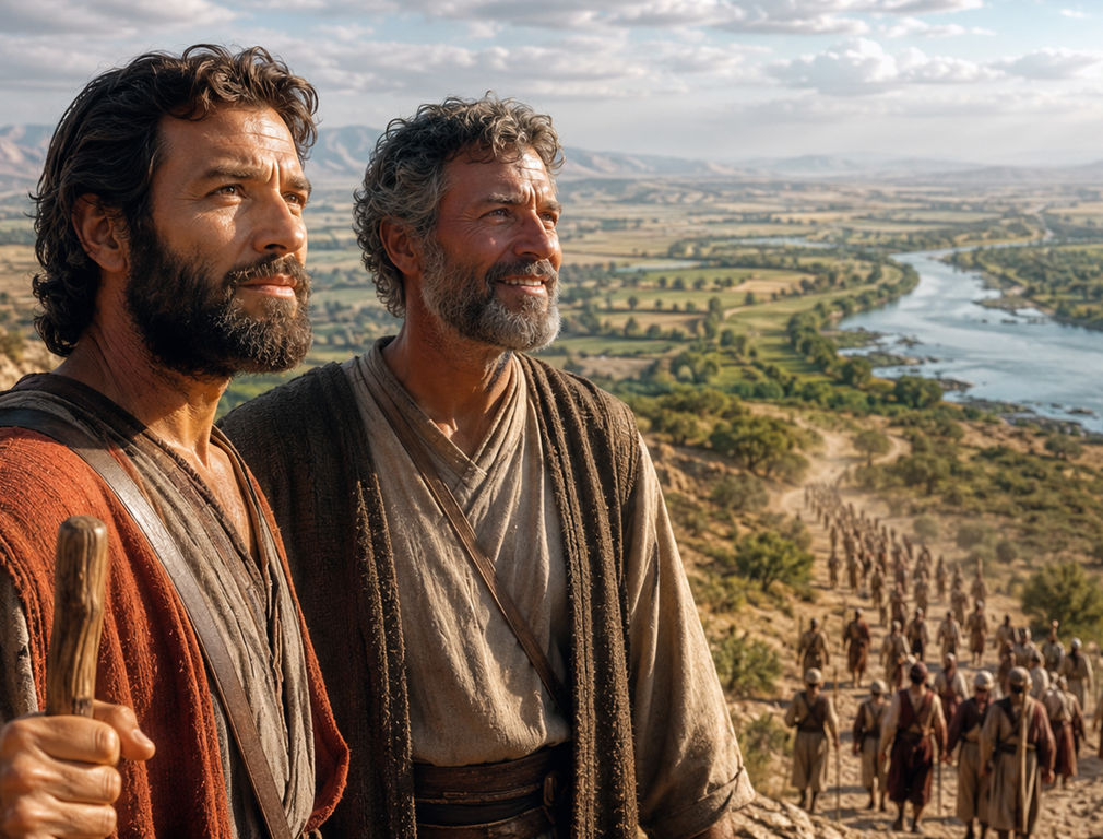 Josué y Caleb antes de entrar en la tierra prometida